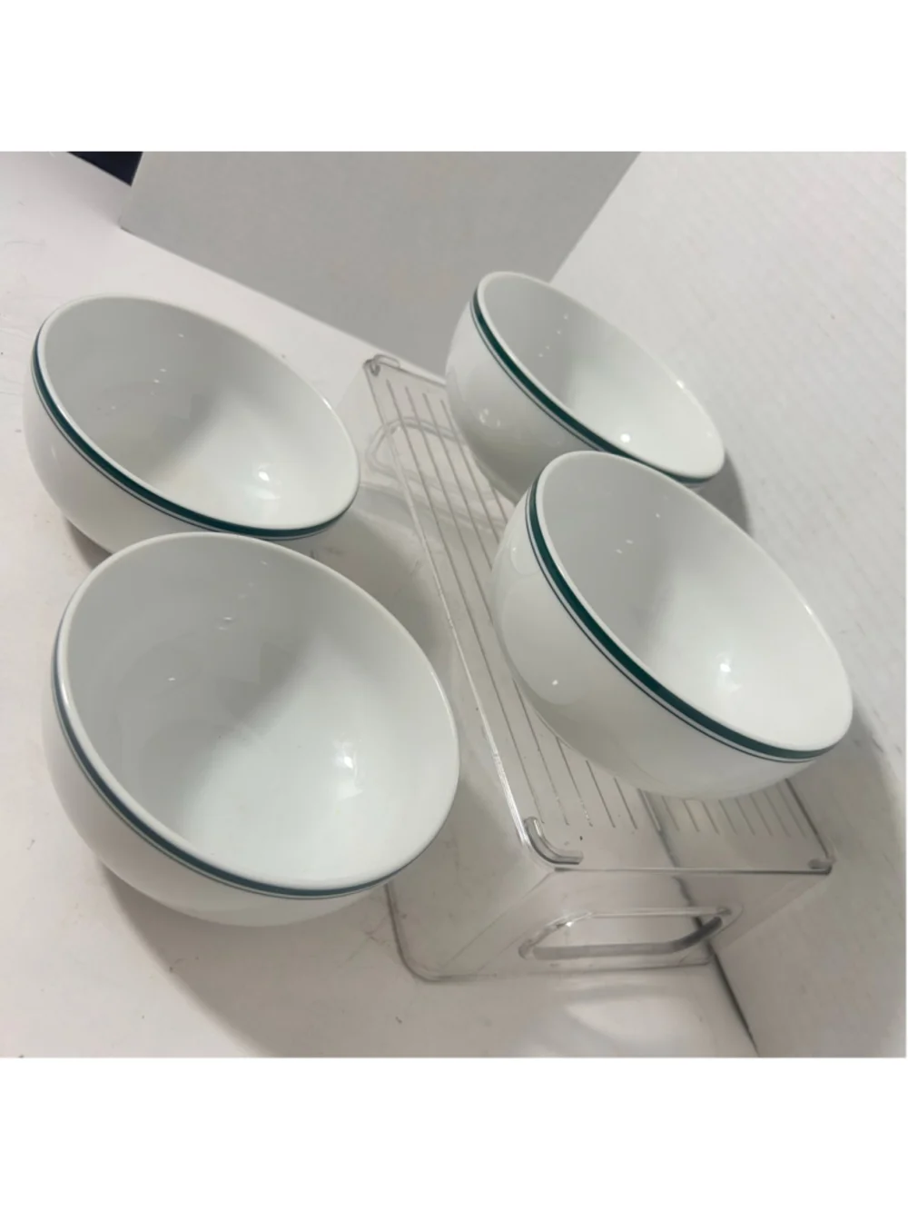 Dansk Bistro Dinnerware Set 4 Soup Bowls Green Rim 5